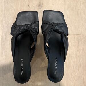 Marc Fisher Black Knotted Mules